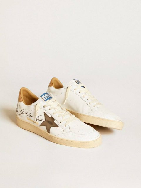 Ball Star In Nappa With Metallic Star And Croc-Print Leather Heel Tab Golden Goose Men Ball Star - Image 2