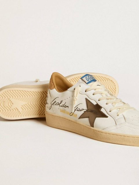Ball Star In Nappa With Metallic Star And Croc-Print Leather Heel Tab Golden Goose Men Ball Star - Image 3