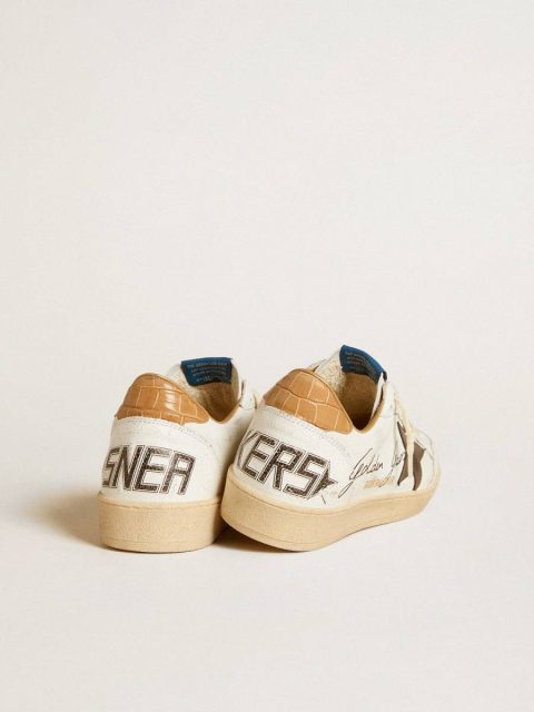 Ball Star In Nappa With Metallic Star And Croc-Print Leather Heel Tab Golden Goose Men Ball Star - Image 4
