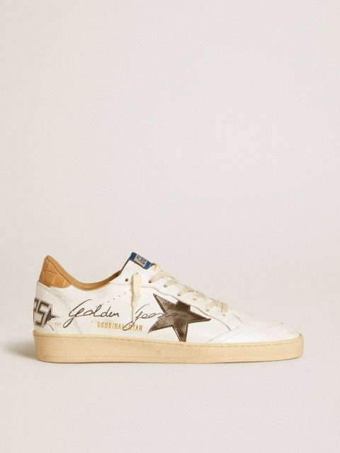 Ball Star In Nappa With Metallic Star And Croc-Print Leather Heel Tab Golden Goose Men Ball Star