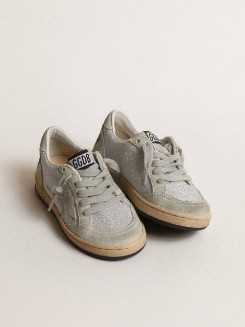 Ball Star Junior In Glitter With Ice-Gray Suede Inserts Little Girls (1-3 Years) Golden Goose Kids - Image 2