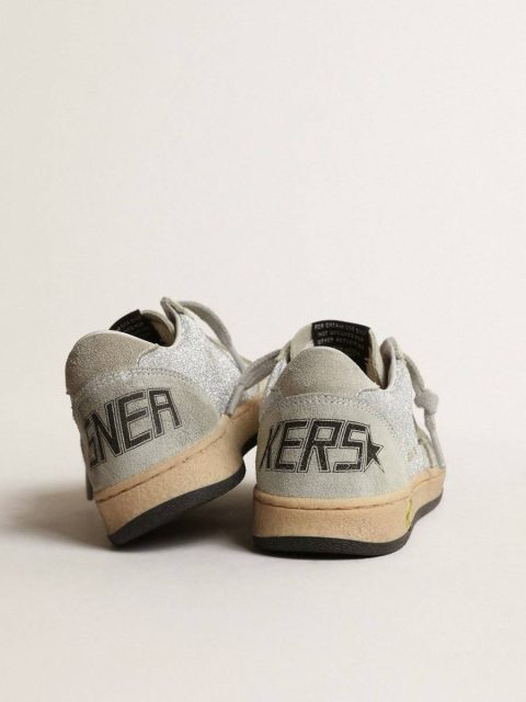 Ball Star Junior In Glitter With Ice-Gray Suede Inserts Little Girls (1-3 Years) Golden Goose Kids - Image 4