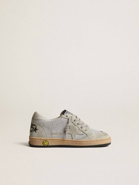 Ball Star Junior In Glitter With Ice-Gray Suede Inserts Little Girls (1-3 Years) Golden Goose Kids