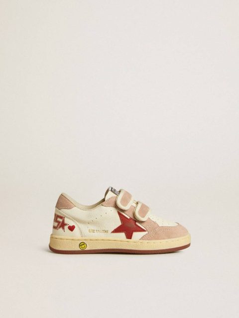 Ball Star Junior In Nappa With Nappa Star And Pink Suede Heel Tab Golden Goose Little Girls (1-3 Years) Kids