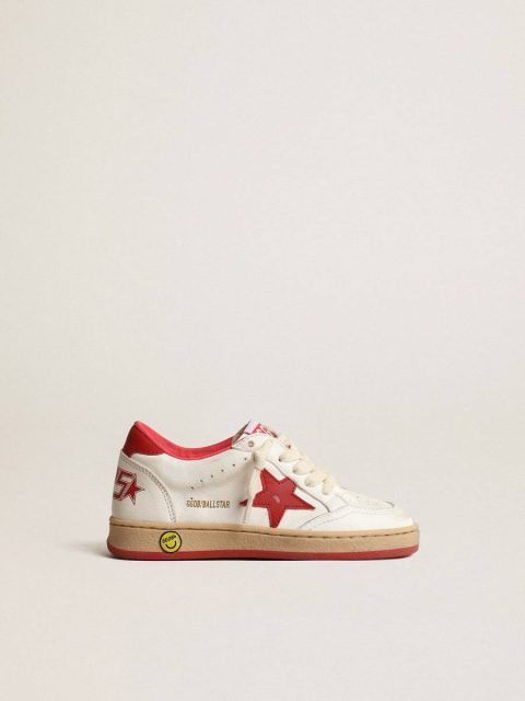 Ball Star Junior In Nappa With Red Leather Star And Heel Tab Kids Golden Goose Little Boys (1-3 Years)