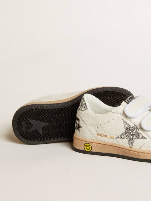 Ball Star Junior In Nappa With Silver Glitter Star And Heel Tab Golden Goose Little Girls (1-3 Years) Kids - Image 3