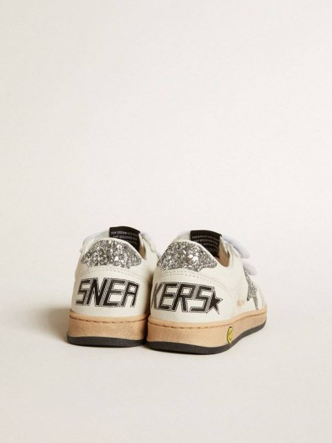 Ball Star Junior In Nappa With Silver Glitter Star And Heel Tab Golden Goose Little Girls (1-3 Years) Kids - Image 4