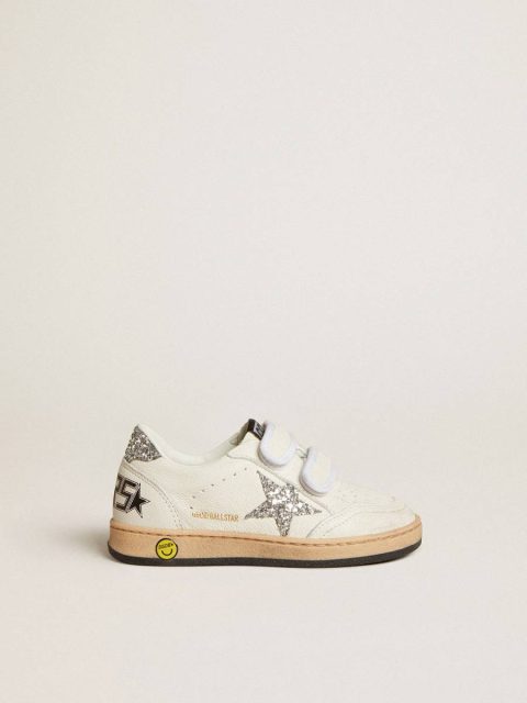 Ball Star Junior In Nappa With Silver Glitter Star And Heel Tab Golden Goose Little Girls (1-3 Years) Kids