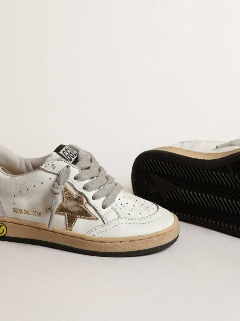 Ball Star Junior With Gold Metallic Leather Star And Heel Tab Little Boys (1-3 Years) Golden Goose Kids - Image 3