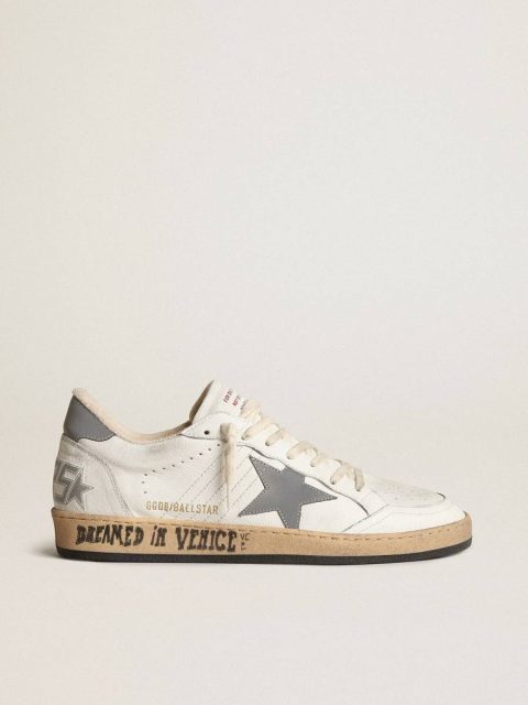 Ball Star Men Ball Star In Nappa With Gray Reflective Nylon Star And Heel Tab Golden Goose