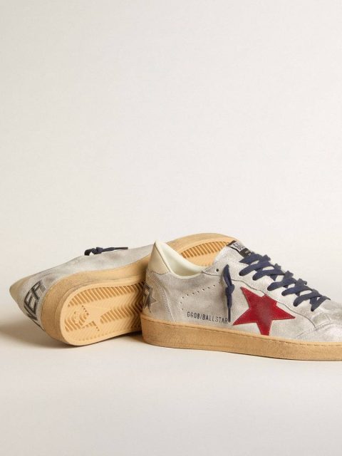 Ball Star Men Golden Goose Ball Star In Metallic Suede With Suede Star And Leather Heel Tab - Image 3