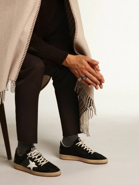 Ball Star Men's Ball Star In Black Suede With White Leather Star Golden Goose Men - Image 3