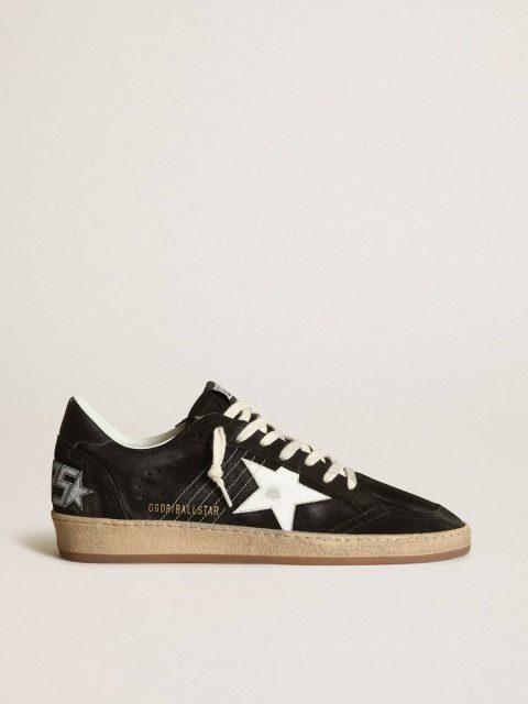 Ball Star Men's Ball Star In Black Suede With White Leather Star Golden Goose Men