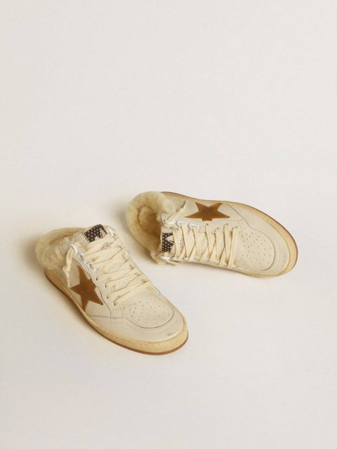 Ball Star Sabots In Leather With Suede Star And Beige Shearling Lining Golden Goose Ball Star White Women - Image 2