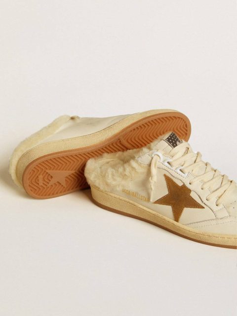 Ball Star Sabots In Leather With Suede Star And Beige Shearling Lining Golden Goose Ball Star White Women - Image 3