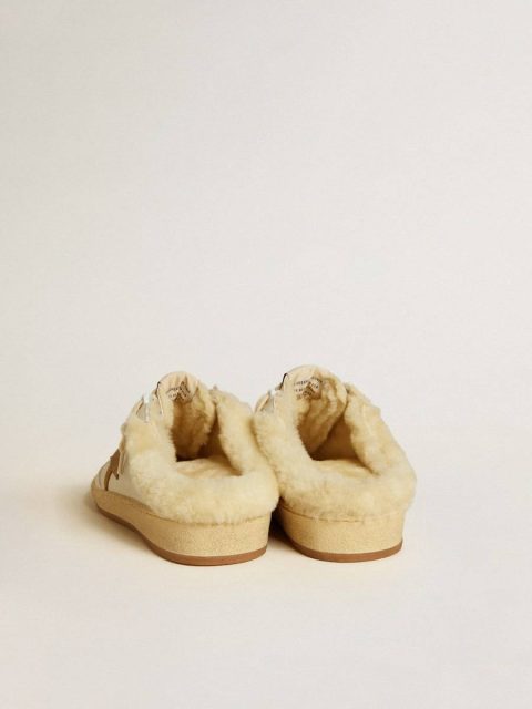 Ball Star Sabots In Leather With Suede Star And Beige Shearling Lining Golden Goose Ball Star White Women - Image 4