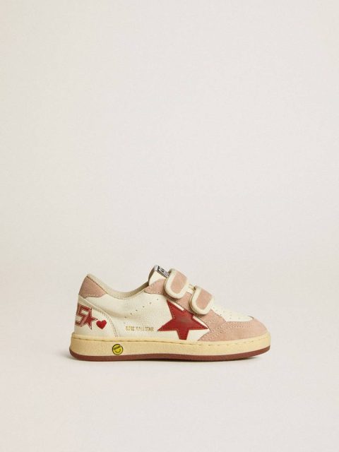 Ball Star Teen In Nappa And Suede With Red Star And Red Embroidered Heart Golden Goose Girls (4-10 Years) Kids