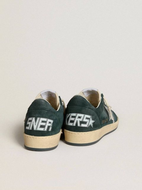 Ball Star Women Ball Star In Green Suede With Silver Glitter Star Golden Goose - Image 4