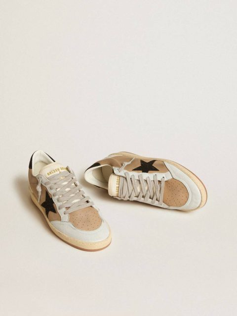 Ball Star Women Golden Goose Ball Star In Beige Nubuck And Nappa With Black Swarovski Crystal Star - Image 2