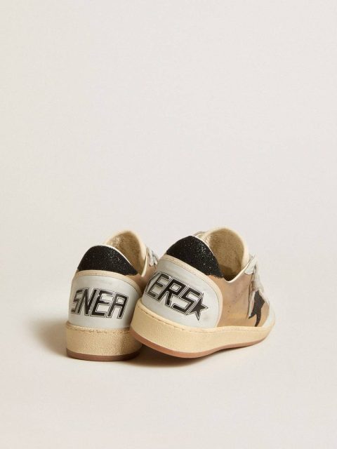 Ball Star Women Golden Goose Ball Star In Beige Nubuck And Nappa With Black Swarovski Crystal Star - Image 5
