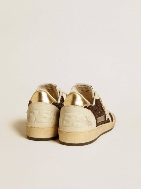 Ball Star Women Golden Goose Women's Ball Star In Glitter With Leather Star And Metallic Leather Heel Tab - Image 4