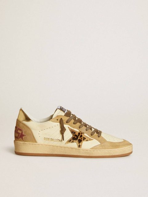 Ball Star Women's Ball Star In Nappa And Suede With Pony Skin Star And Metallic Heel Tab Golden Goose Women