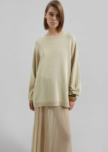 Basel Crew Neck Sweater - Cement The Frankie Shop Women Knitwear Beige - Image 3