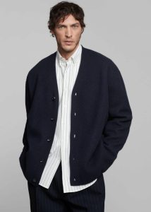 Beck Wool Cardigan - Navy Men Blue Knitwear The Frankie Shop