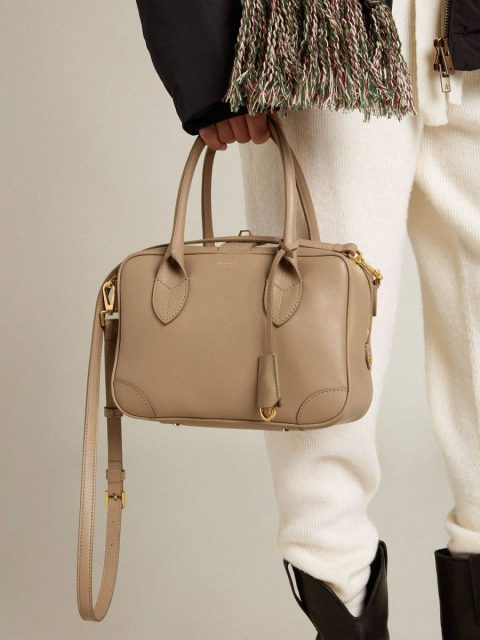 Beige Crossbody Bags Women Golden Goose Vita Bag In Beige Leather With Gold Details - Image 3