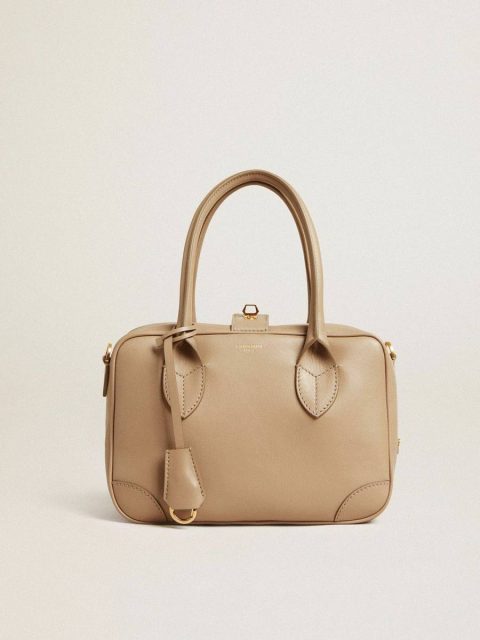 Beige Crossbody Bags Women Golden Goose Vita Bag In Beige Leather With Gold Details