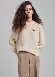 Beige Knitwear Women The Frankie Shop Rotate Light Knit Logo Sweater - Parchment - Image 2