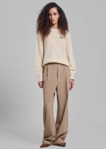 Beige Knitwear Women The Frankie Shop Rotate Light Knit Logo Sweater - Parchment
