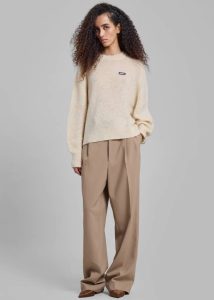 Beige Knitwear Women The Frankie Shop Rotate Light Knit Logo Sweater - Parchment - Image 3