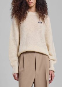 Beige Knitwear Women The Frankie Shop Rotate Light Knit Logo Sweater - Parchment - Image 4