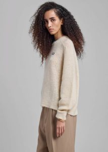 Beige Knitwear Women The Frankie Shop Rotate Light Knit Logo Sweater - Parchment - Image 5