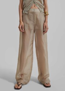 Beige The Frankie Shop Abra Sheer Trousers - Beige Bottoms Women - Image 3