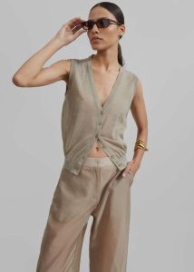 Beige The Frankie Shop Abra Sheer Trousers - Beige Bottoms Women - Image 5
