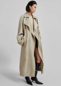 Beige The Frankie Shop Astoria Cut-Out Raglan Sleeve Trench Coat - Beige Women Outerwear - Image 3