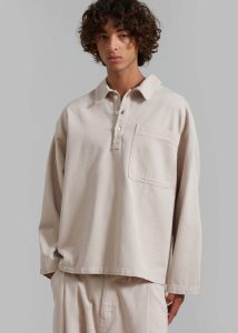 Beige The Frankie Shop Ray Popover Denim Shirt - Natural Men Tops - Image 2