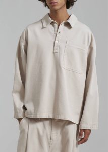 Beige The Frankie Shop Ray Popover Denim Shirt - Natural Men Tops - Image 3