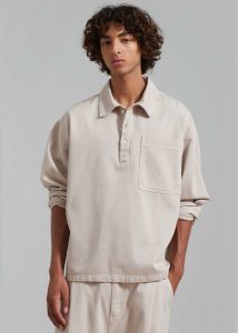 Beige The Frankie Shop Ray Popover Denim Shirt - Natural Men Tops - Image 5