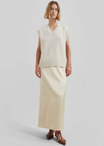 Beige The Frankie Shop Women Adriana Midi Skirt - Beige Bottoms - Image 4