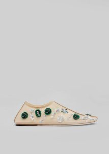 Beige The Frankie Shop Women Flats Christopher Esber Embla Beaded Mesh Flat - Ecru/Multi - Image 2