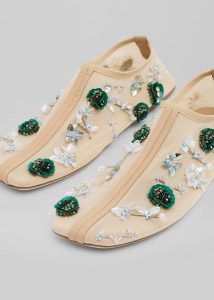 Beige The Frankie Shop Women Flats Christopher Esber Embla Beaded Mesh Flat - Ecru/Multi