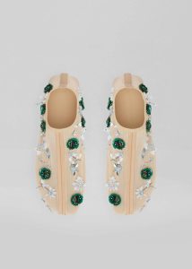 Beige The Frankie Shop Women Flats Christopher Esber Embla Beaded Mesh Flat - Ecru/Multi - Image 3
