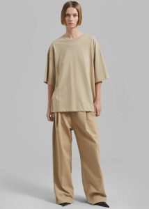 Beige Tops The Frankie Shop Quinn Cotton T-Shirt - Beige Women - Image 2