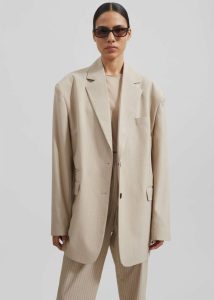 Beige Women Outerwear The Frankie Shop Stasia Blazer - Beige Stripe - Image 2