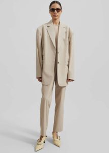 Beige Women Outerwear The Frankie Shop Stasia Blazer - Beige Stripe