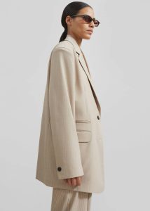 Beige Women Outerwear The Frankie Shop Stasia Blazer - Beige Stripe - Image 3