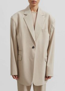 Beige Women Outerwear The Frankie Shop Stasia Blazer - Beige Stripe - Image 4